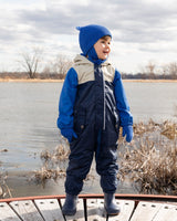 Baby Mid-Season One-Piece Outerwear With Hat Navy Blue-1