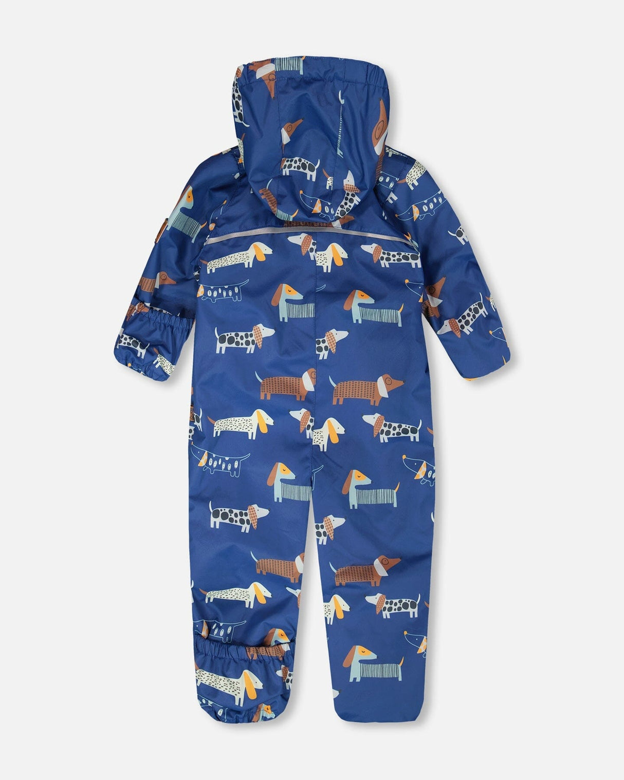 Baby Mid-Season One-Piece Outerwear With Hat Blue Dog Print-4