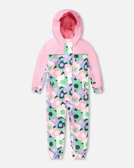 Kids Mid-Season One-Piece Outerwear Black Printed Flowers-0