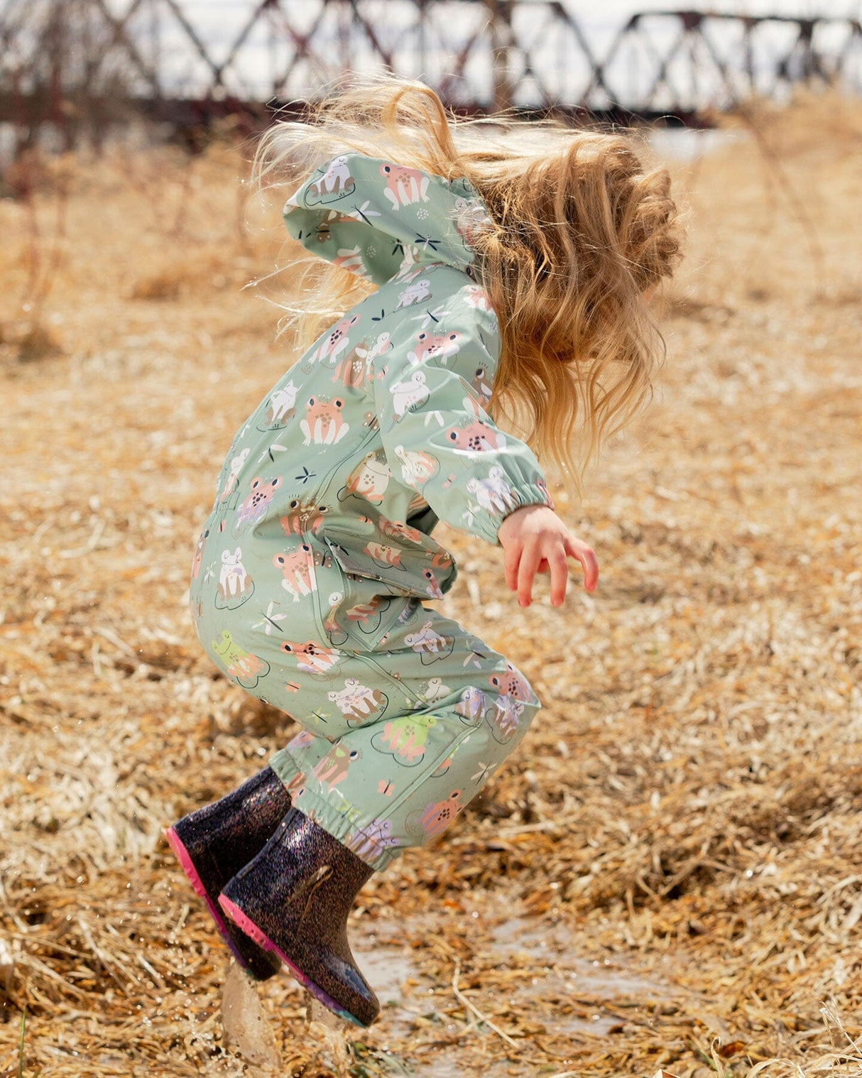 Rain One-Piece In Polyurethane Green Frog Print-1