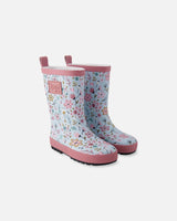 Rain Boots In Natural Rubber Blue Mini Flower Print-0