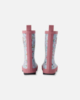 Rain Boots In Natural Rubber Blue Mini Flower Print-3