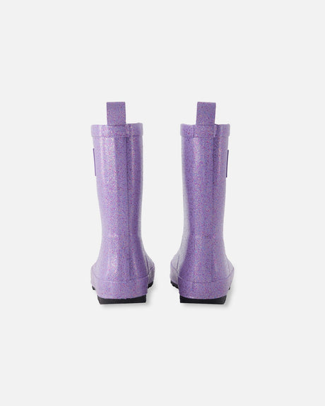 Rain Boots In Natural Rubber Purple Glitter-4