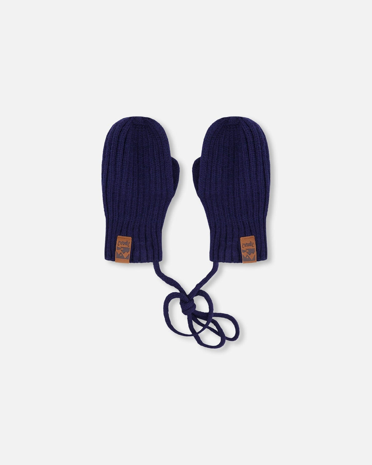 Baby Knit Mittens With Cord Navy Blue-0
