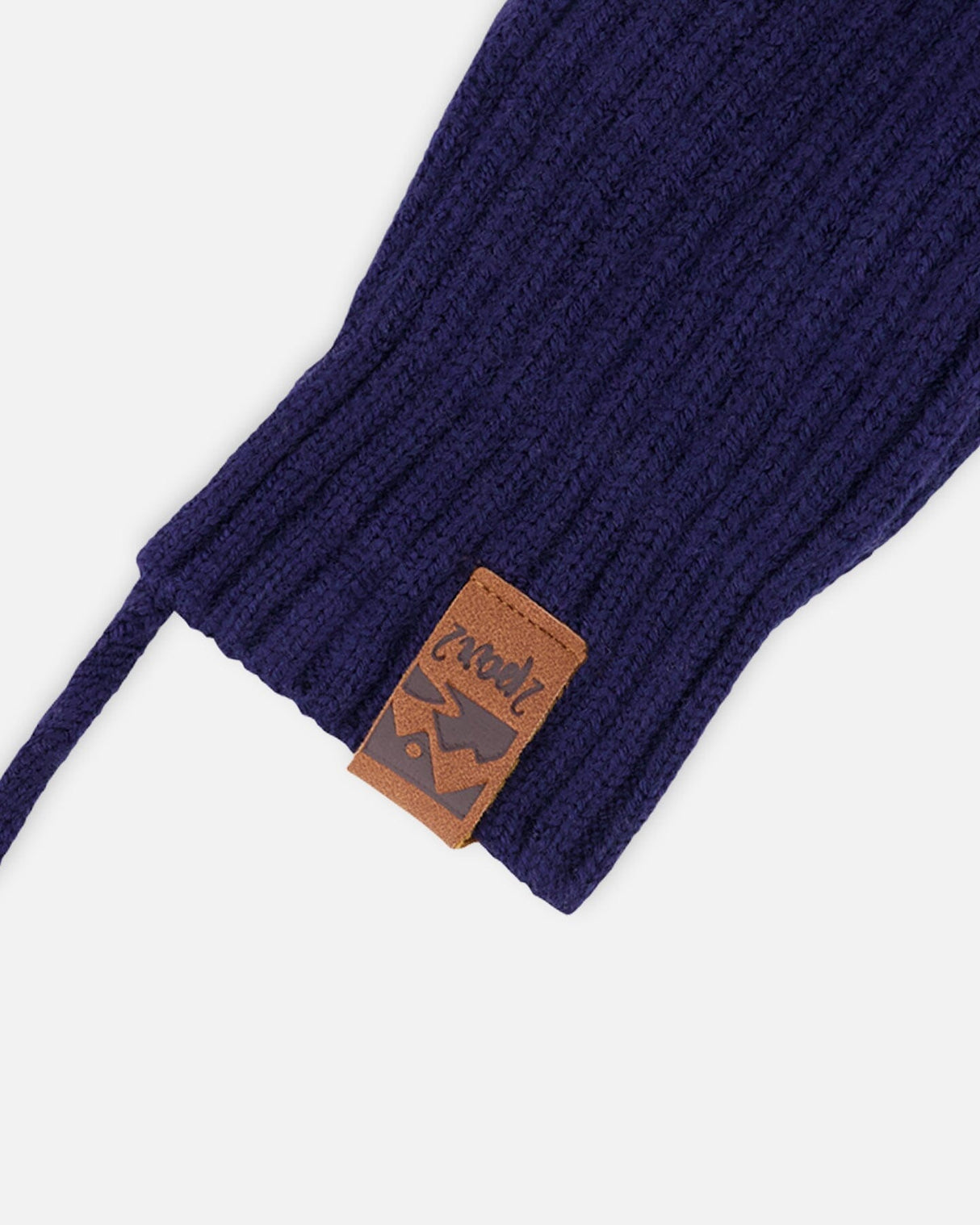 Baby Knit Mittens With Cord Navy Blue-3