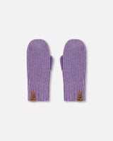 Ribbed Knit Mittens Lavender-0