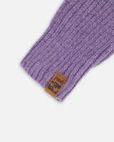 Ribbed Knit Mittens Lavender-3