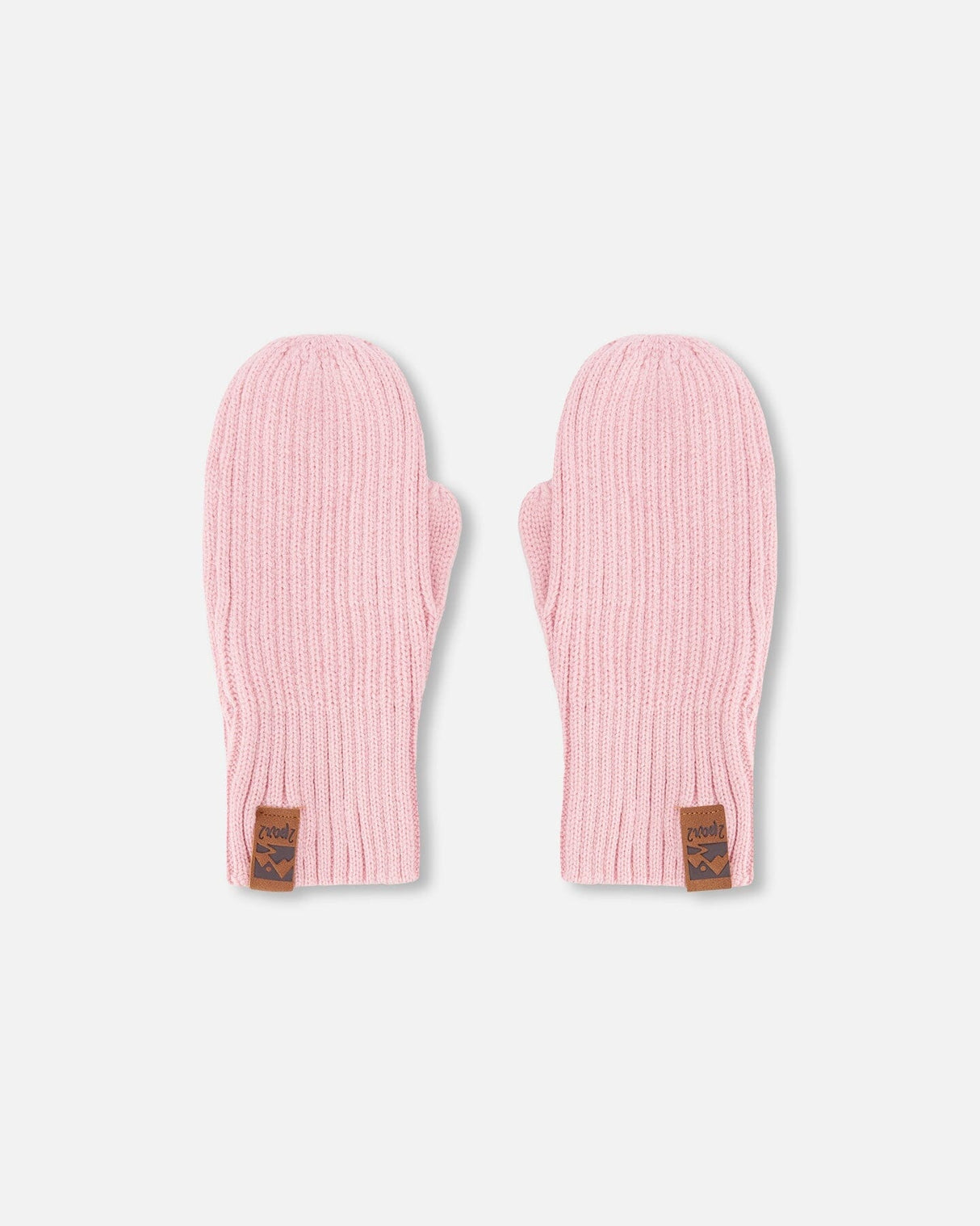 Ribbed Knit Mittens Pale Pink-0
