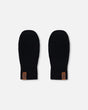 Ribbed Knit Mittens Black-0