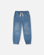 Stretch French Terry Denim Jogger Light Blue-0