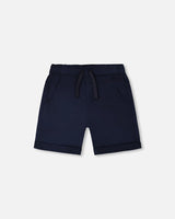 Stretch Twill Shorts Dark Blue-0