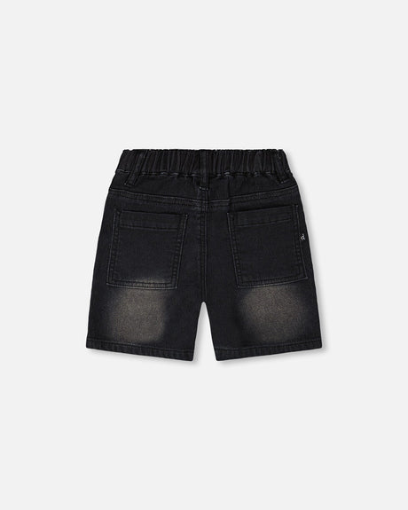 French Terry Grey Denim Shorts-3