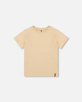 Organic Cotton Jersey T-Shirt Solid Beige-0