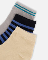 Socks (3 Pairs) Set Striped Blue And Black-2