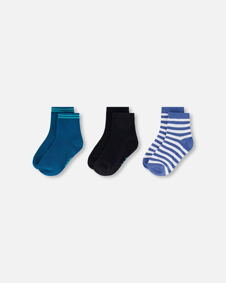 Socks (3 Pairs) Set Striped Blue-1