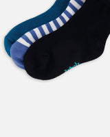 Socks (3 Pairs) Set Striped Blue-3