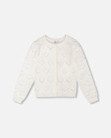 Pointelle Knit Cardigan Off-White-0