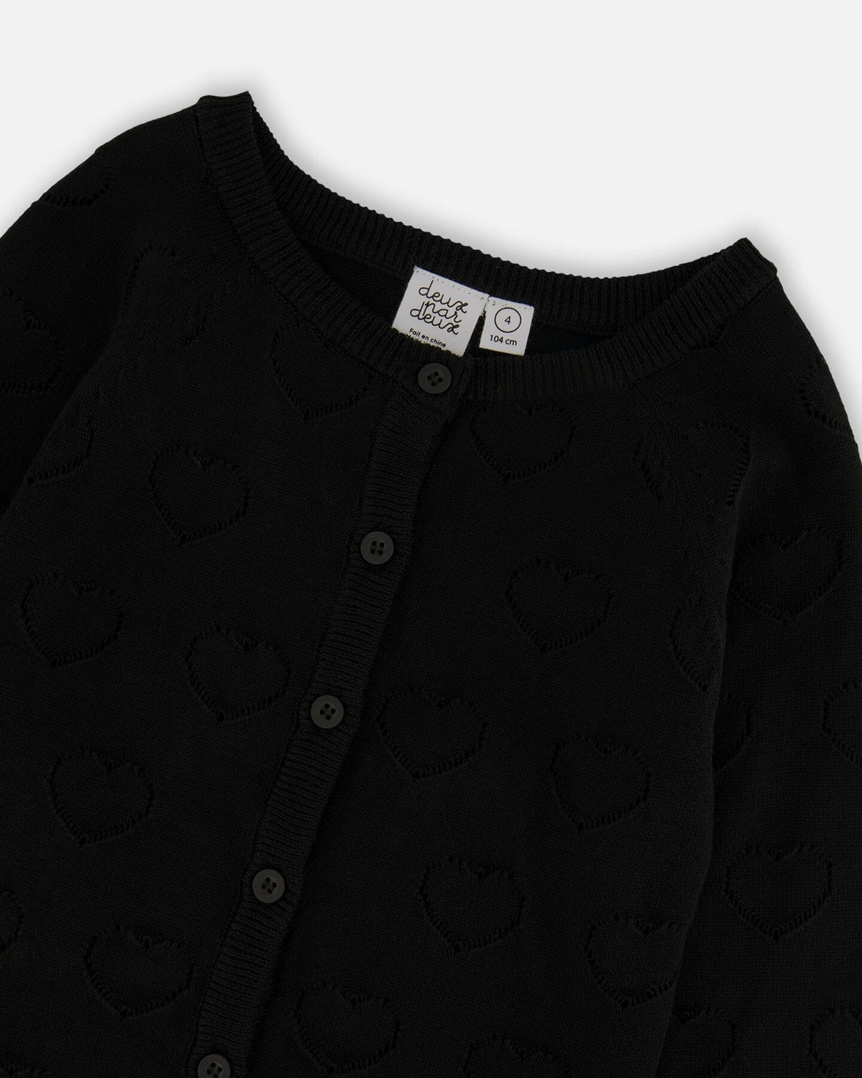 Pointelle Knit Cardigan Black-3