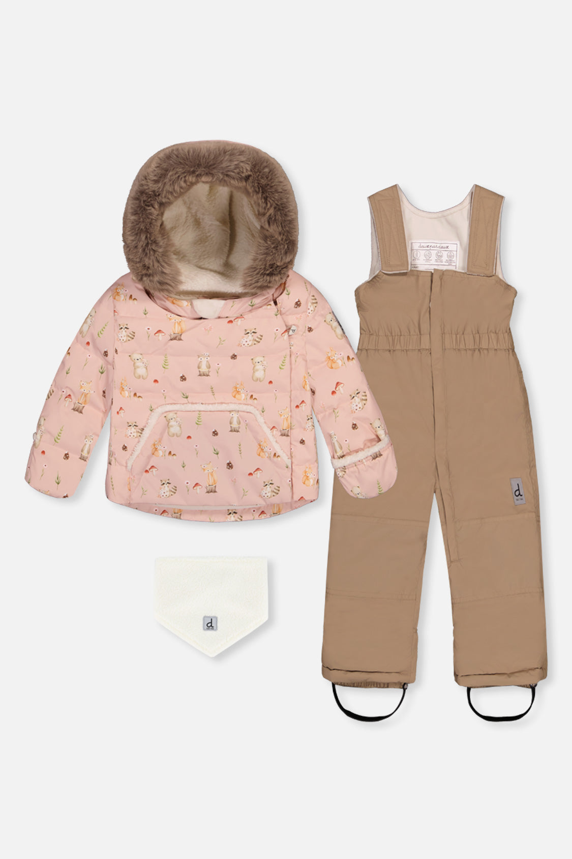 Deux par Deux baby two-piece snowsuit in Pink Animal Print — main product view