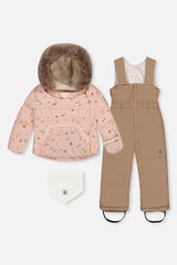 Deux par Deux baby two-piece snowsuit in Pink Animal Print — main product view
