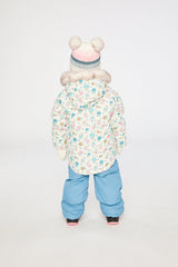 Alternate winter lookbook view of the Deux par Deux baby two-piece snowsuit in White with Floral Print