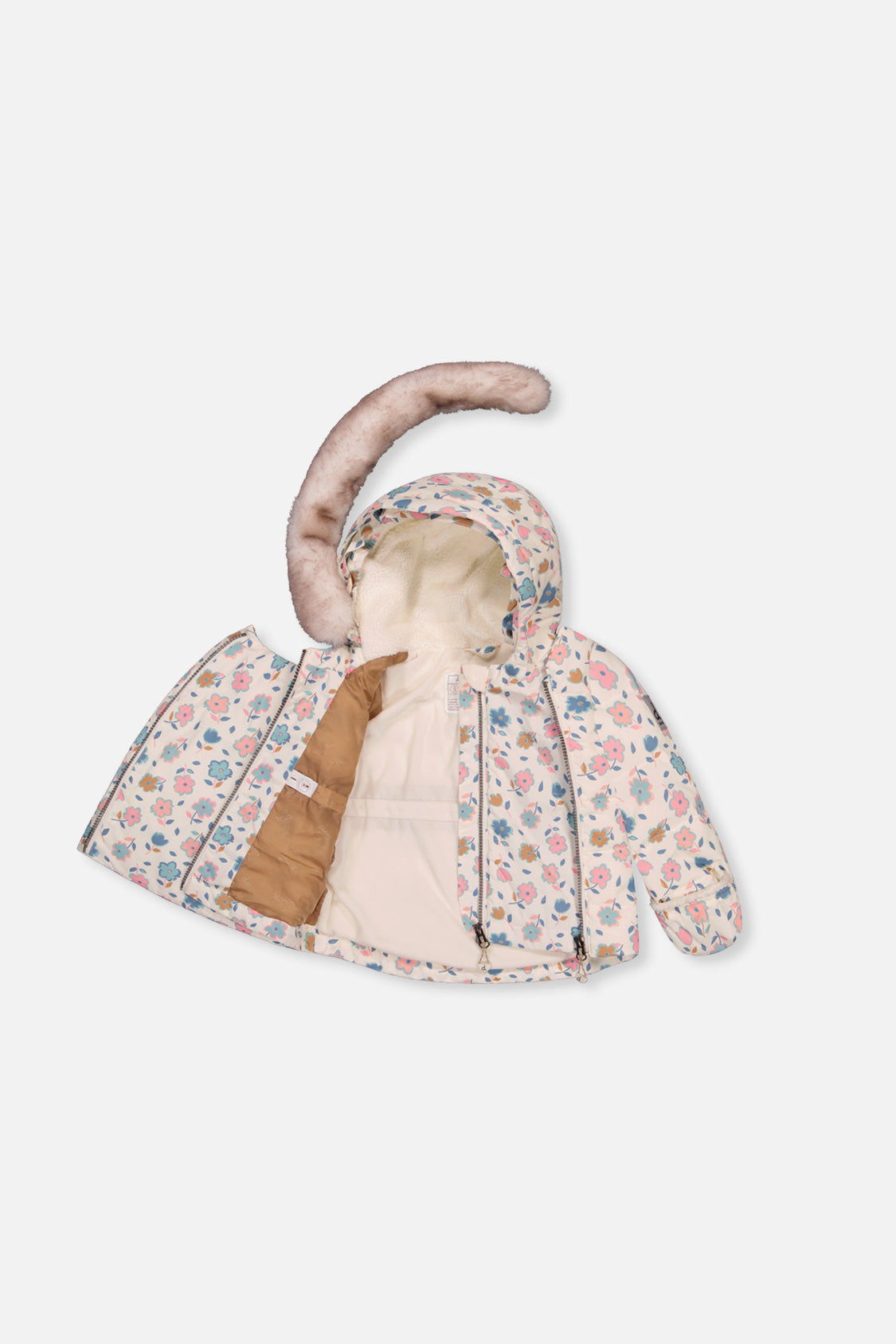 Deux par Deux baby two-piece snowsuit in White with Floral Print — alternate product view