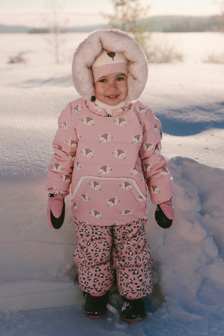 Baby girl Deux par Deux -20°C rose leopard snowsuit with sherpa lined hood