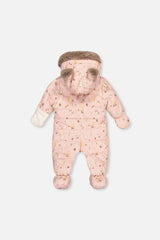Deux par Deux baby car-seat one-piece snowsuit in Pink Animal Print — alternate product view