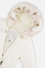 Deux par Deux Off White baby car seat snowsuit with water-resistant crotch zipper detail