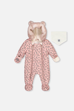 Deux par Deux baby girl Rose Leopard one-piece snowsuit -30°C 5K for 3M-18M