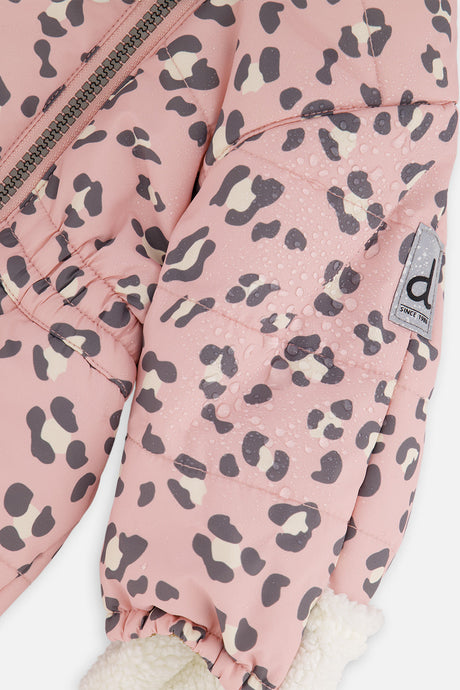 Deux par Deux Baby One Piece Snowsuit For Car Seats Rose Leopard Print