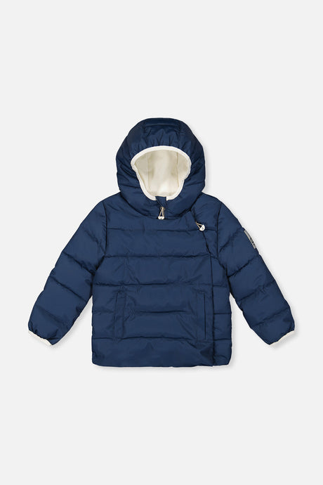 Winter Jacket Adapted For Car Seats Dark Blue-0