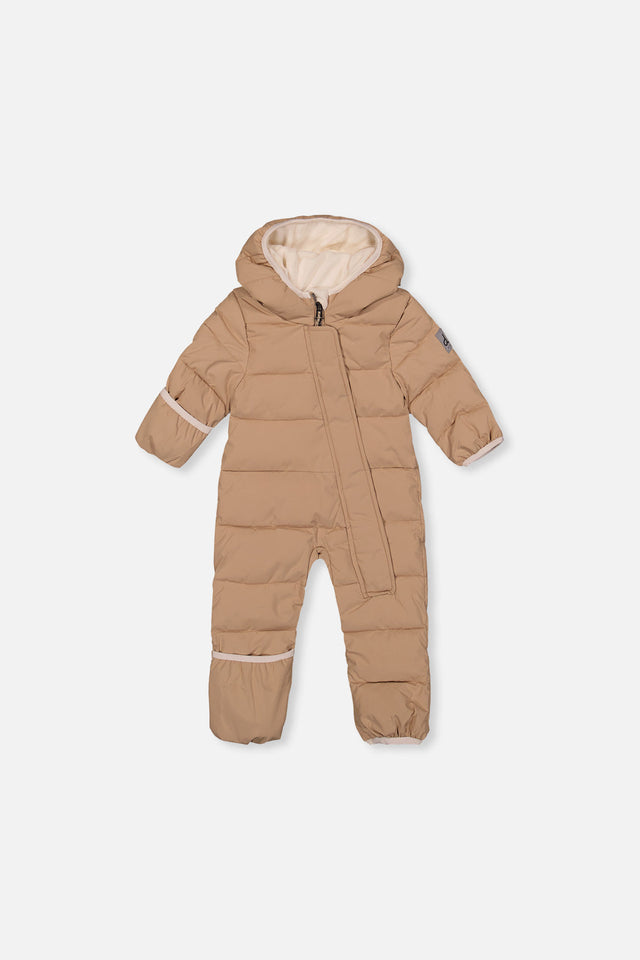 Deux par Deux Baby Cloud Beige unisex car seat snowsuit -20°C 5K front view 3M-24M
