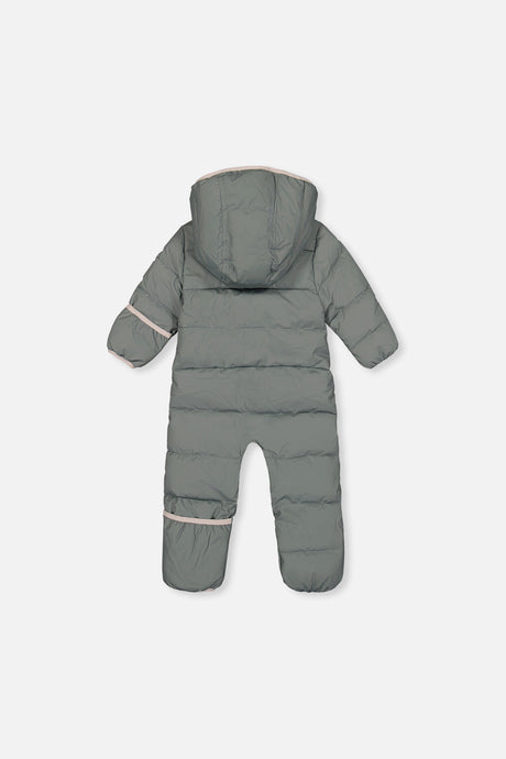 Deux par Deux Baby Cloud Sage Green one-piece car seat snowsuit alternate product view