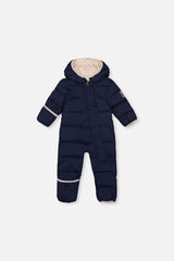 Deux par Deux Baby Cloud Dark Blue car seat snowsuit -20°C 5K front view 3M-24M