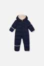 Deux par Deux Baby Cloud Dark Blue car seat snowsuit -20°C 5K front view 3M-24M