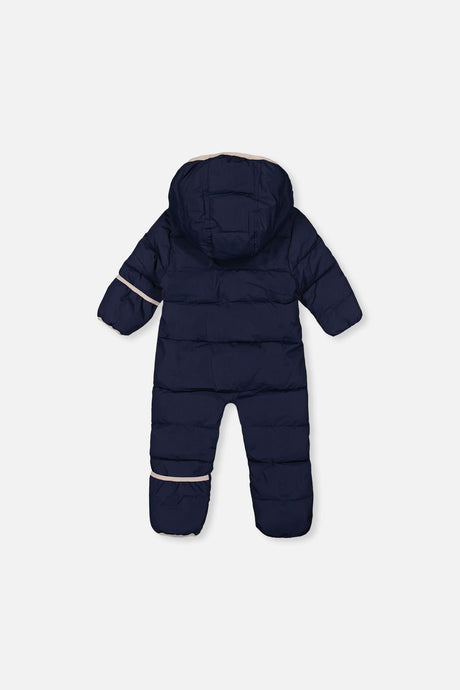 Deux par Deux Baby Cloud Dark Blue one-piece car seat snowsuit alternate product view