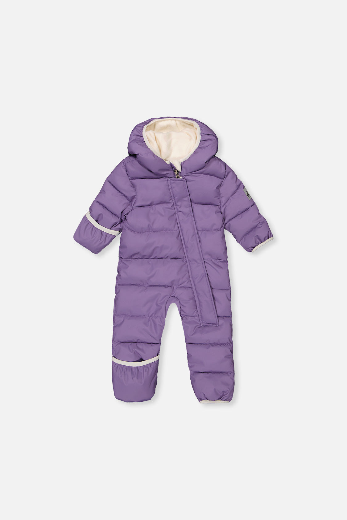 Deux par Deux Baby Cloud violet car seat snowsuit front view