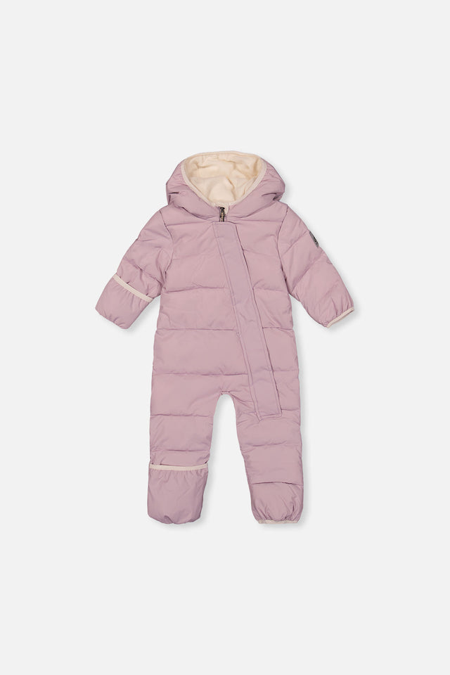 Deux par Deux Baby Cloud Lavender car seat snowsuit -20°C 5K front view 3M-24M