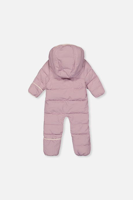 Deux par Deux Lavender Baby Cloud one-piece snowsuit with fold-over mittens and footies