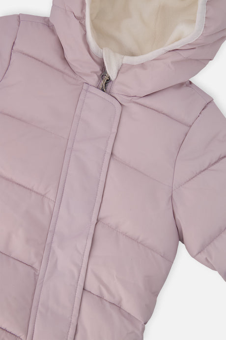 Deux par Deux Baby Cloud one-piece car-seat snowsuit in lavender, additional angle
