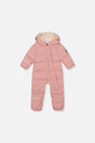 Deux par Deux Baby Cloud Pale Dusty Pink car seat snowsuit -20°C 5K front view 3M-24M