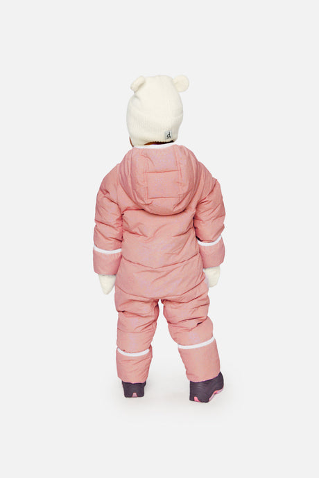 Deux par Deux Baby Cloud Pale Dusty Pink PrimaLoft winter snowsuit lifestyle view