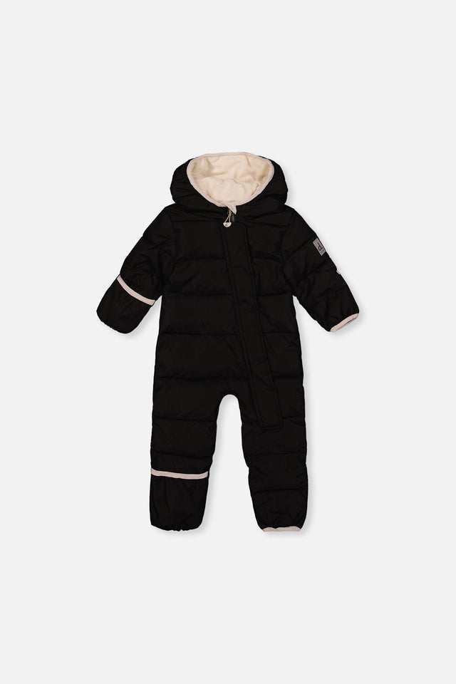 Deux par Deux Baby Cloud Black car seat snowsuit -20°C 5K front view 3M-24M