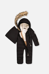 Deux par Deux Baby Snug black snowsuit with fold-over sherpa cuffs and ankles