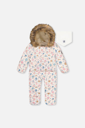 Deux par Deux Baby Snug white floral car seat snowsuit -20°C 5K for 3M-2T