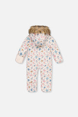 Deux par Deux Baby Snug white floral one-piece snowsuit alternate product view