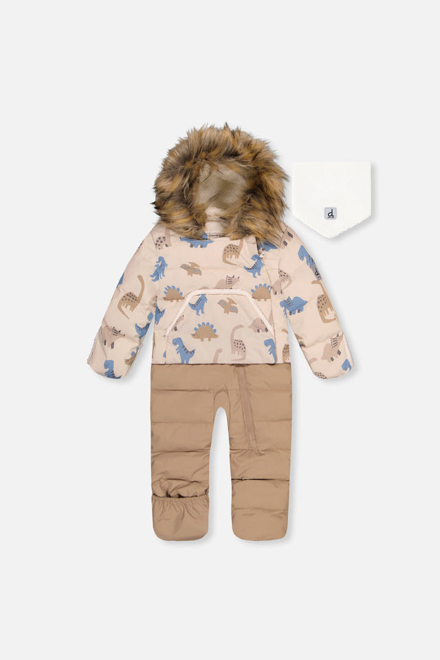 Deux par Deux Baby Snug Blue Dinosaur car seat snowsuit -20°C 5K for 3M-2T