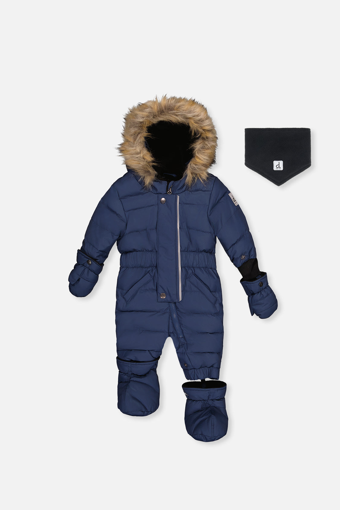 Deux par Deux baby dark blue puffy one-piece snowsuit -30°C 5K sizes 6M-2T
