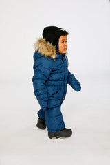 Deux par Deux Baby Original dark blue winter snowsuit with fleece-lined hood and body